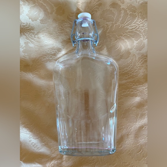 Vintage Glass Swing Top Liquor Hip Flask - Picture 1 of 5